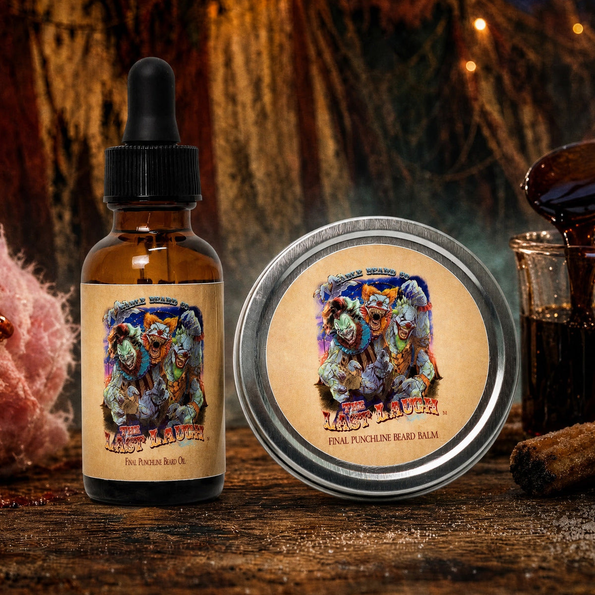The Last Laugh - Beard Oil & Balm Kit - Manic Cotton Candy, Twisted Churros, Wicked Maple Drizzle