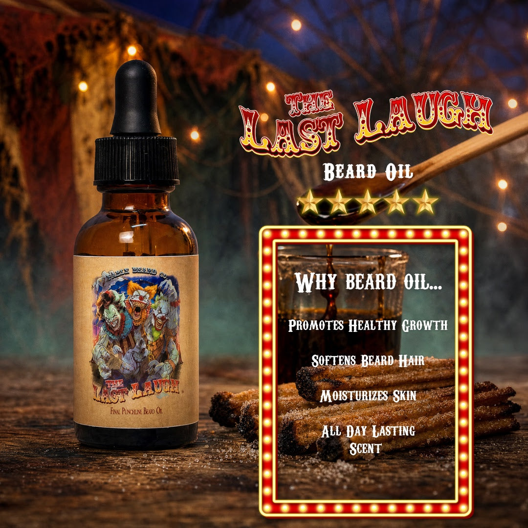 The Last Laugh - Beard Oil - Manic Cotton Candy, Twisted Churros, Wicked Maple Drizzle
