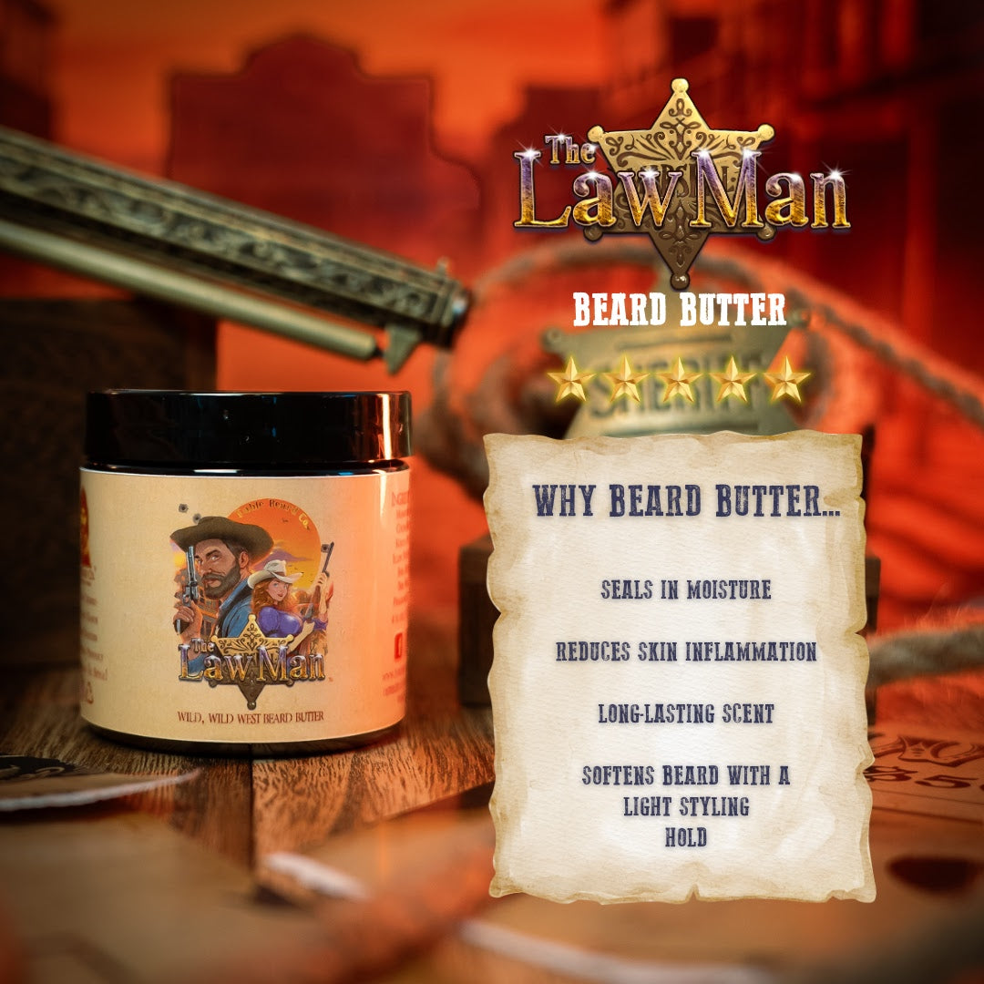 Lawman - Beard Butter - Worn Saddle Leather, Storm Washed Bergamot, Golden Amber