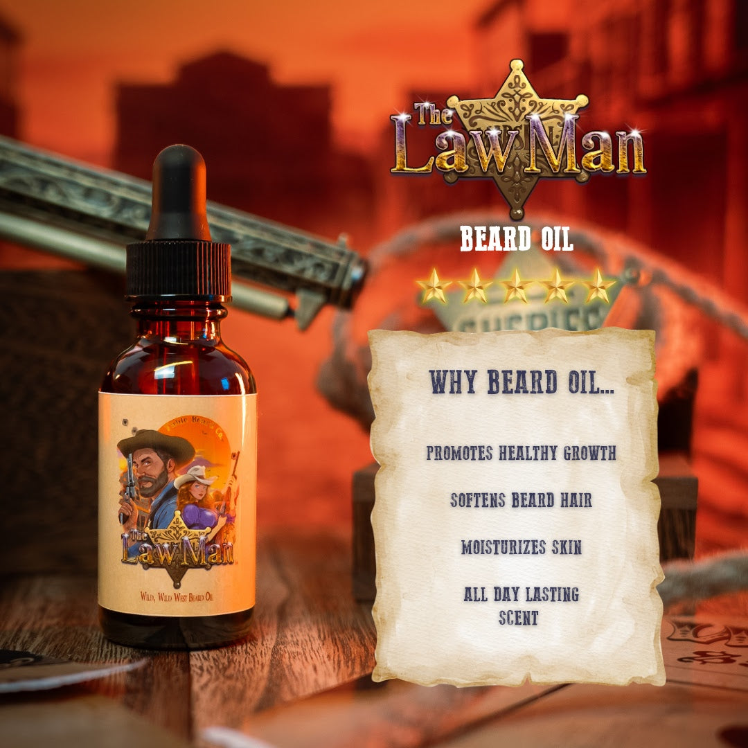 Lawman - Beard Oil - Worn Saddle Leather, Storm Washed Bergamot, Golden Amber