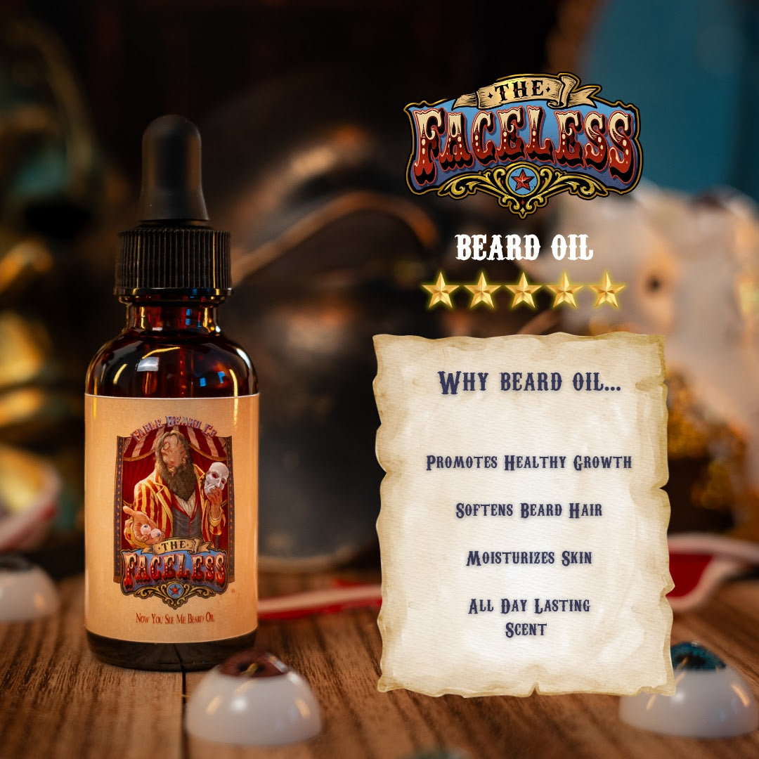 The Faceless - Beard Oil - Fireside Cider, Phantom Suede, Velvety Marzipan