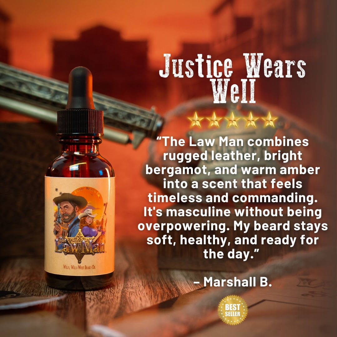 Lawman - Beard Oil - Worn Saddle Leather, Storm Washed Bergamot, Golden Amber