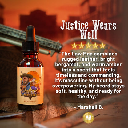 Lawman - Beard Oil - Worn Saddle Leather, Storm Washed Bergamot, Golden Amber