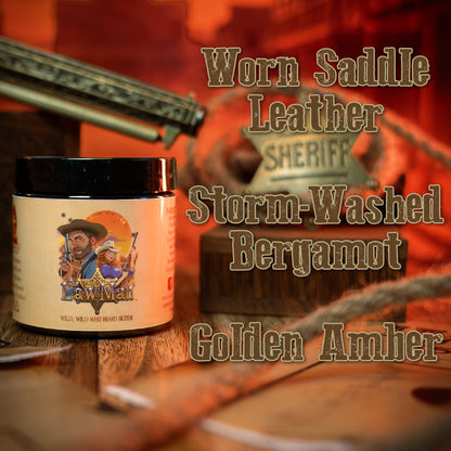 Lawman - Beard Butter - Worn Saddle Leather, Storm Washed Bergamot, Golden Amber