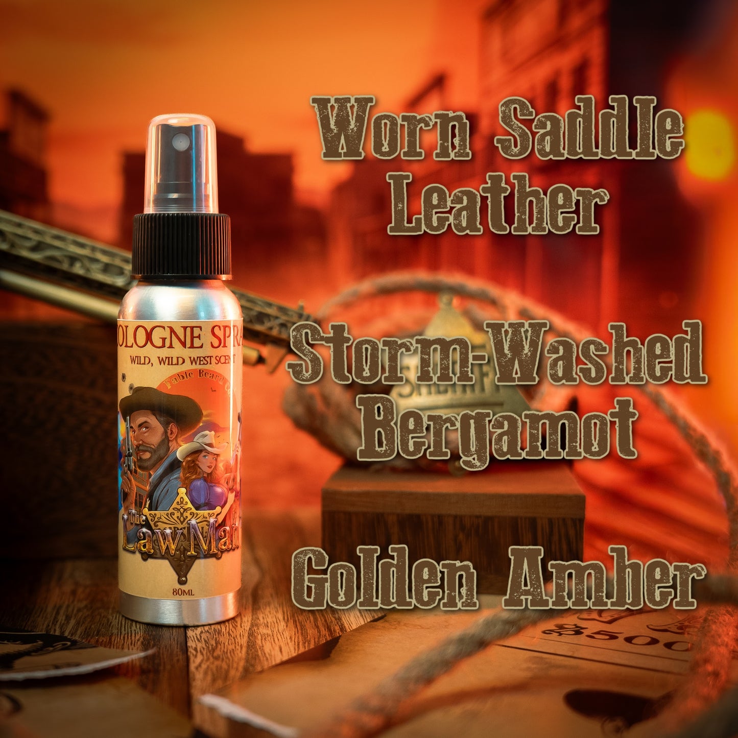 Lawman - Cologne - Worn Saddle Leather, Storm Washed Bergamot, Golden Amber