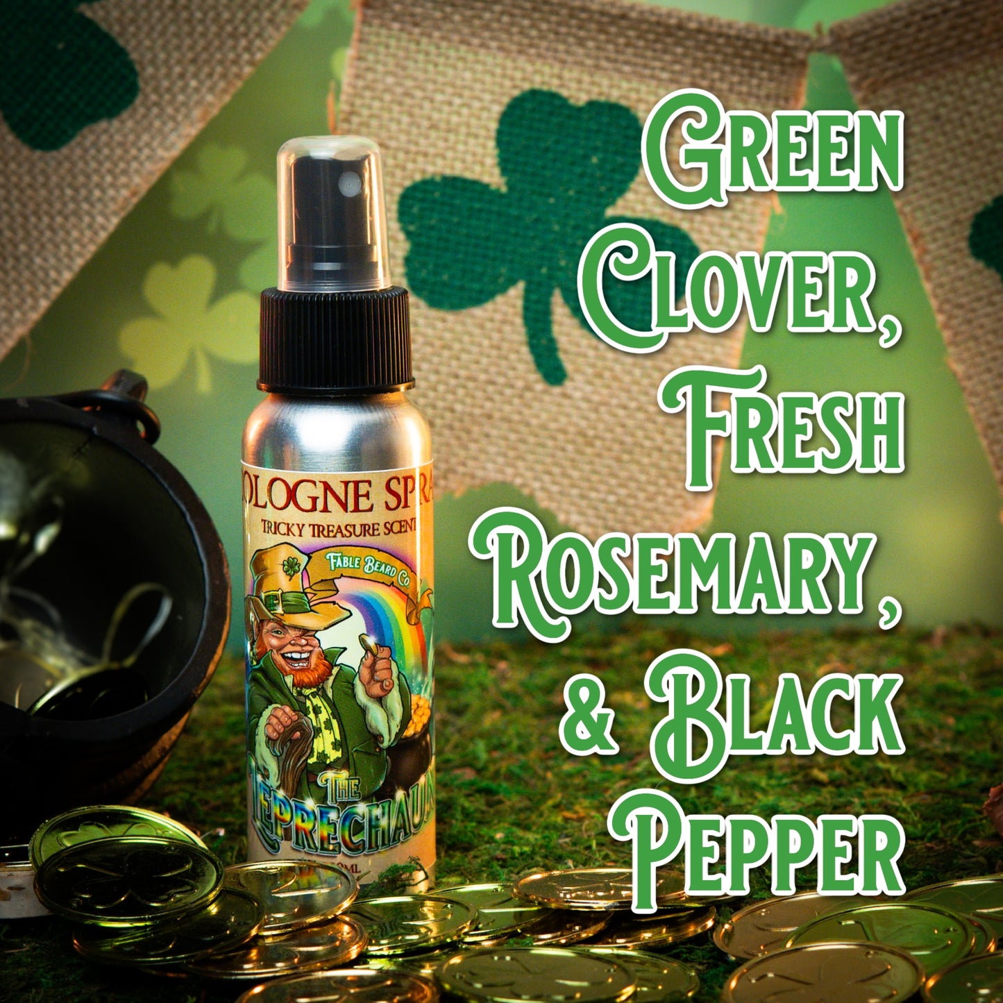 The Leprechaun - Cologne - Green Clover, Fresh Rosemary, Black Pepper, and Irish Mist