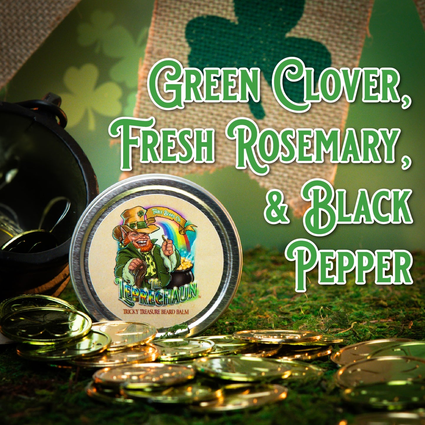 The Leprechaun - Beard Balm - Green Clover, Fresh Rosemary, Black Pepper, and Irish Mist