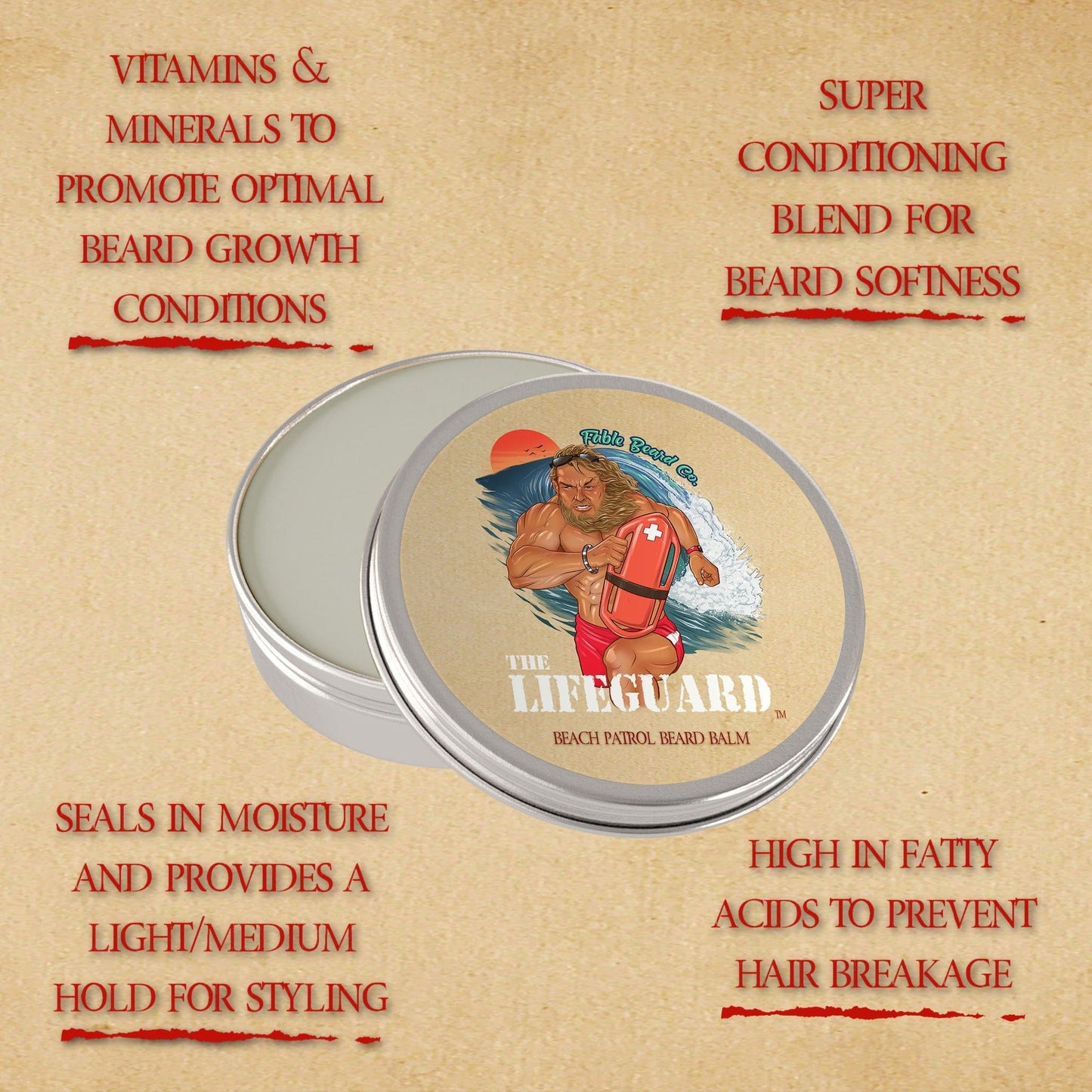The Lifeguard - Beard Balm - Pineapple Margarita, Creamy Vanilla & Golden Amber