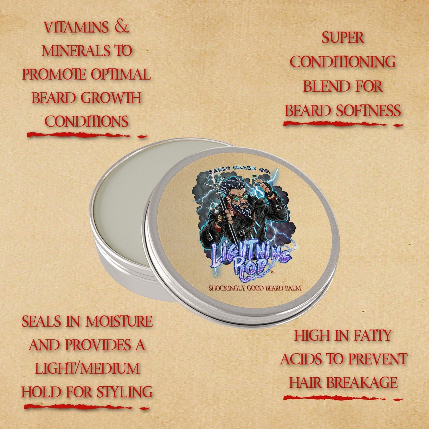 The Lightning Rod - Beard Oil & Balm Kit - Fruity Cereal, Crisp Lemon, Fresh Cherries, and Sweet Pomegranate