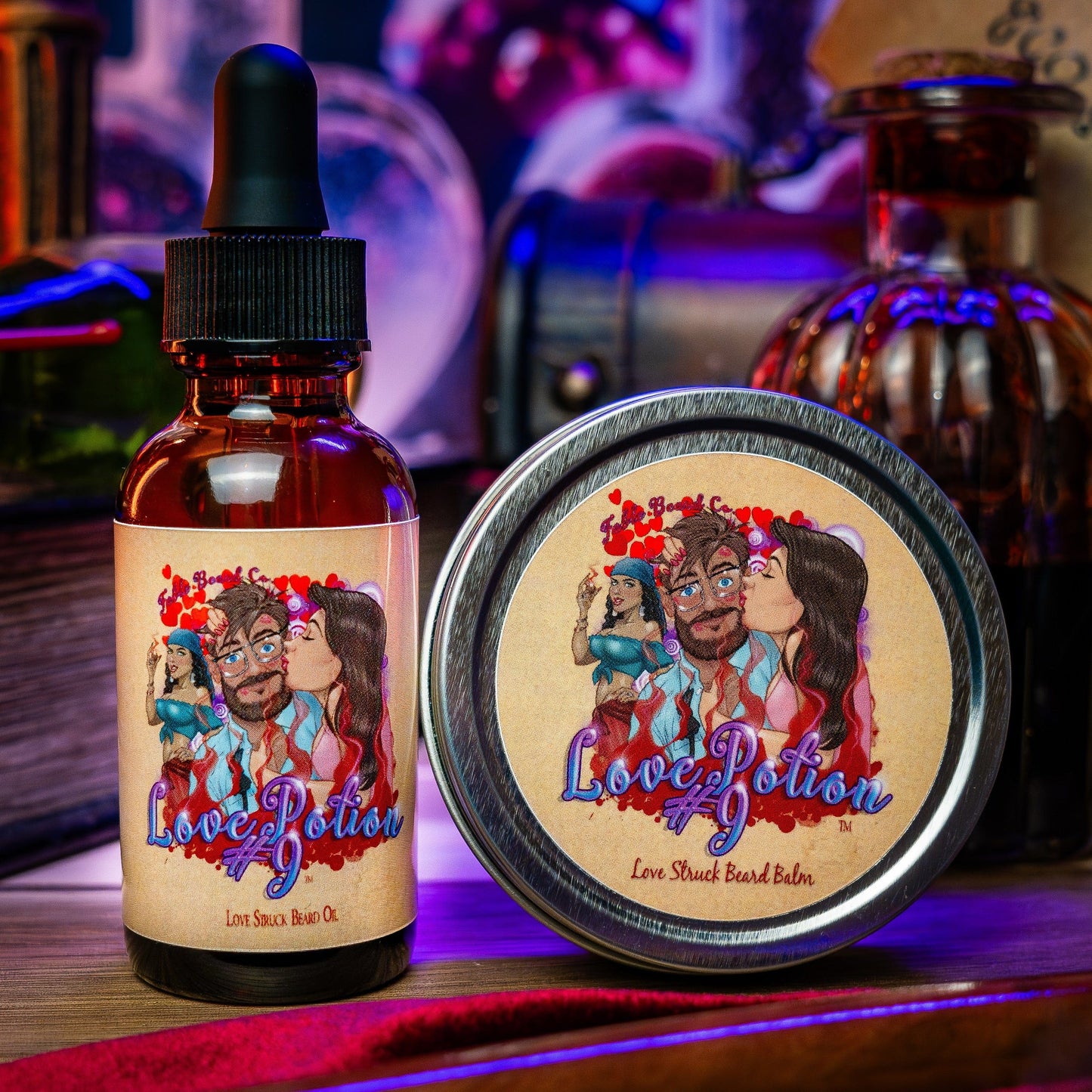 The Love Potion - Beard Oil & Balm Kit - Fierce Citrus, Rugged Musk, Soft Peaches, and Light Berries