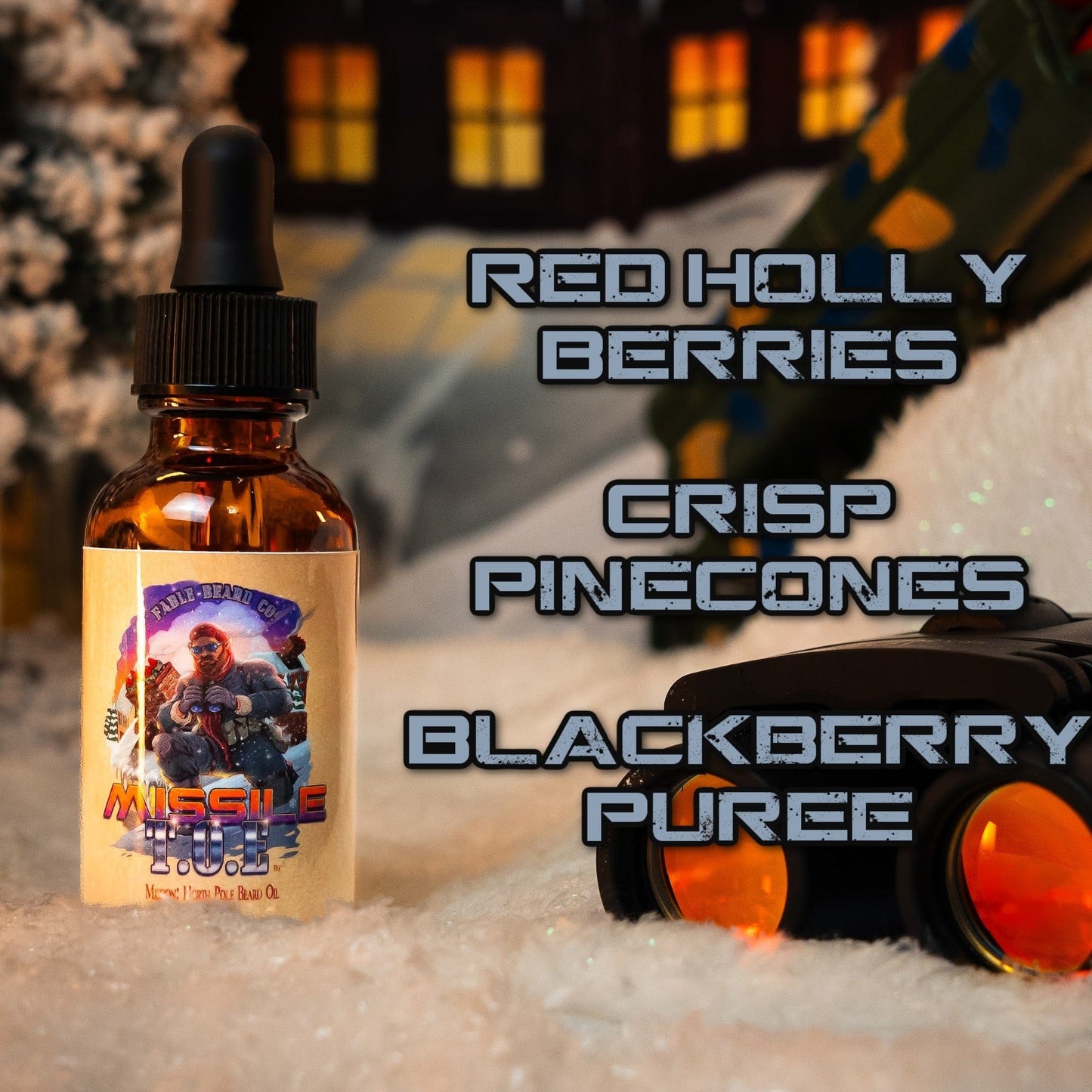 Missile Toe - Beard Oil - Red Holly Berries, Crisp Pinecones, Blackberry Puree