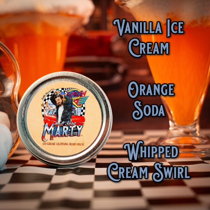 Malt Shop Marty - Beard Balm - Vanilla Ice Cream, Orange Soda, Whipped Cream Swirl