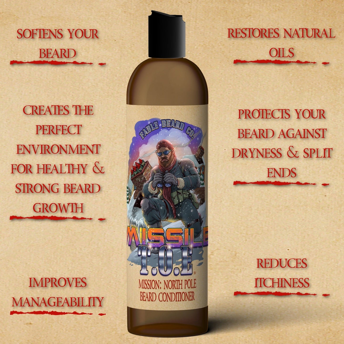 Missile Toe - Beard Conditioner - Red Holly Berries, Crisp Pinecones, Blackberry Puree