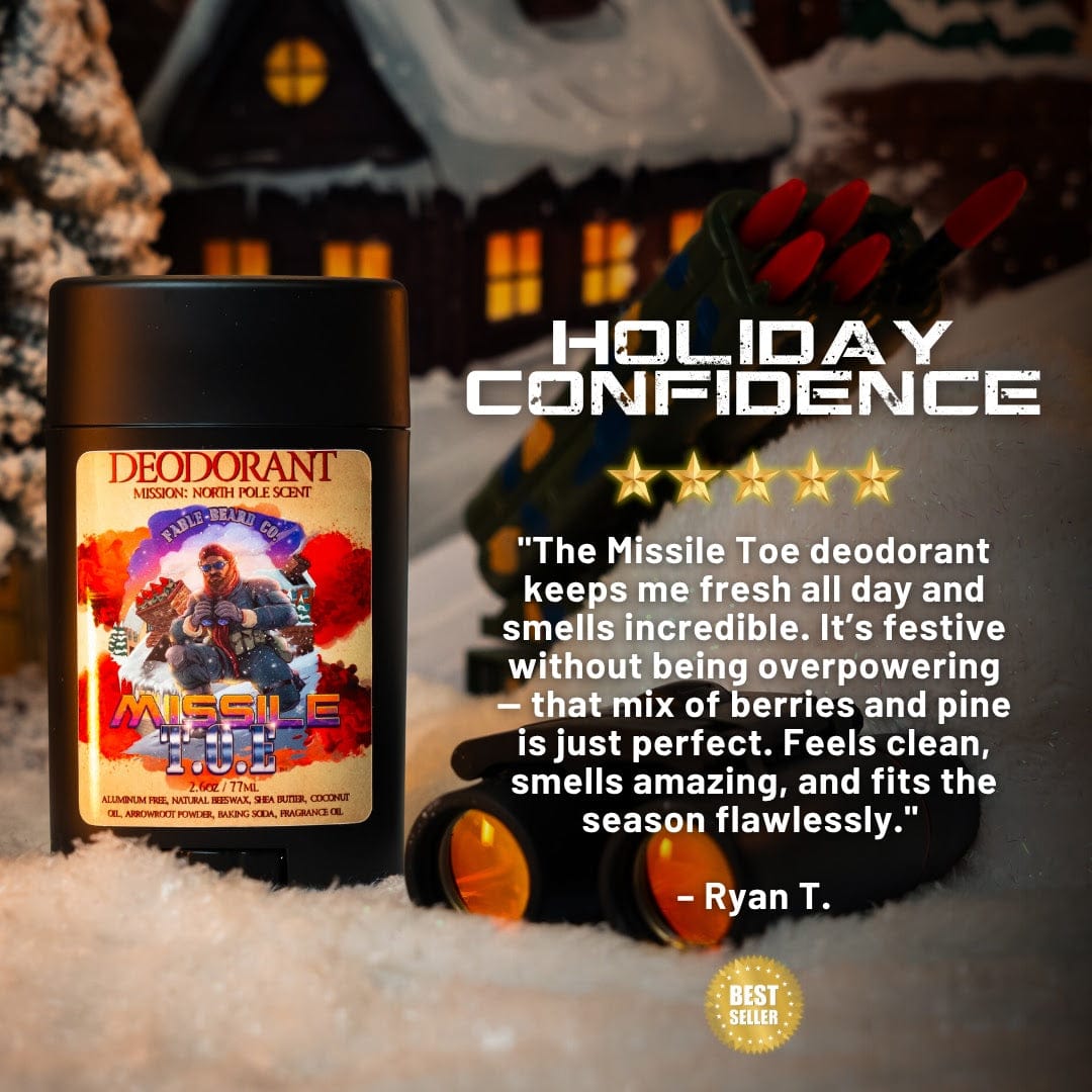 Missile Toe - Deodorant - Red Holly Berries, Crisp Pinecones, Blackberry Puree