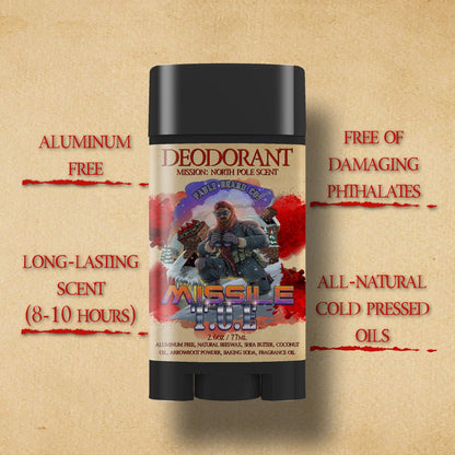 Missile Toe - Deodorant - Red Holly Berries, Crisp Pinecones, Blackberry Puree