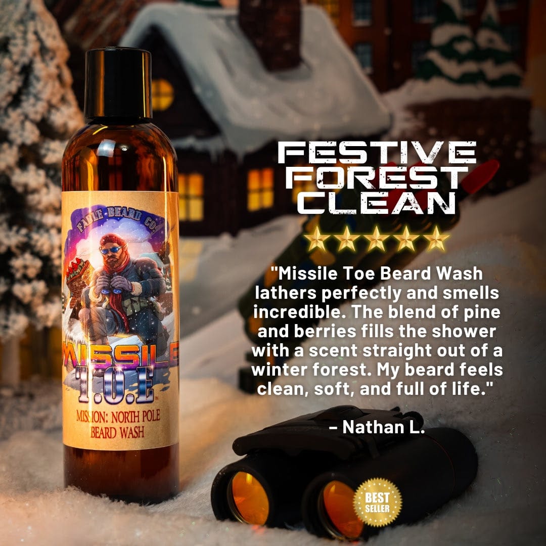 Missile Toe - Beard Wash - Red Holly Berries, Crisp Pinecones, Blackberry Puree