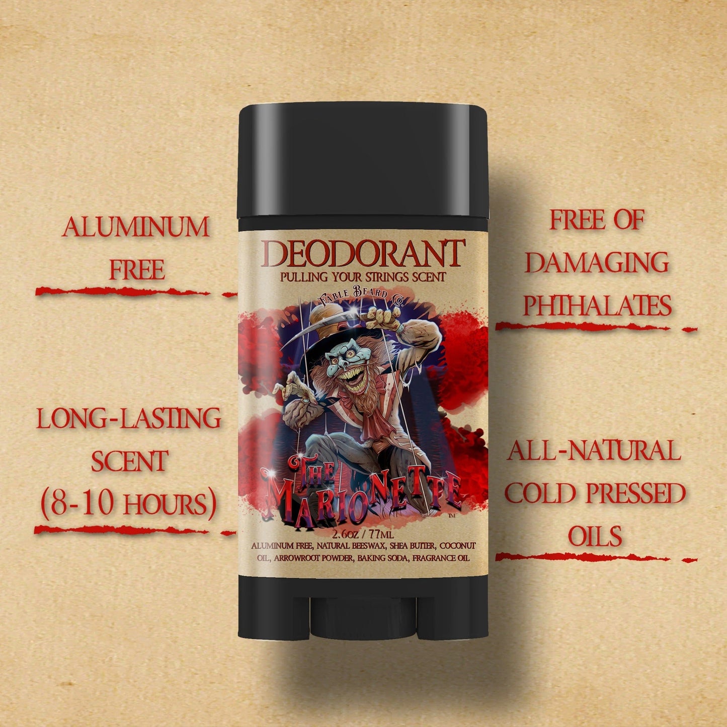 The Marionette - Deodorant - Warm Mulled Cider, Splintered Mahogany, Velvet Pipe Smoke