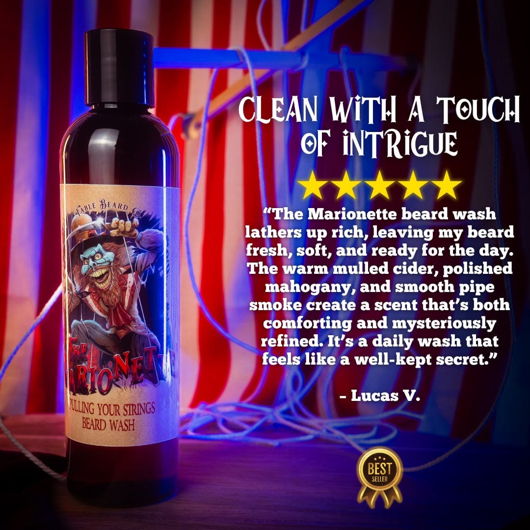 The Marionette - Beard Wash - Warm Mulled Cider, Splintered Mahogany, Velvet Pipe Smoke
