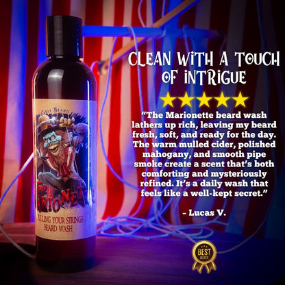 The Marionette - Beard Wash - Warm Mulled Cider, Splintered Mahogany, Velvet Pipe Smoke