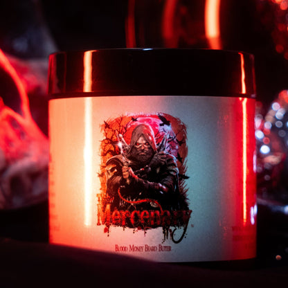 The Mercenary - Beard Butter - Fiery Leather Woods, Blood Money Sage, Seductive Amber, Stealthy Sandalwood