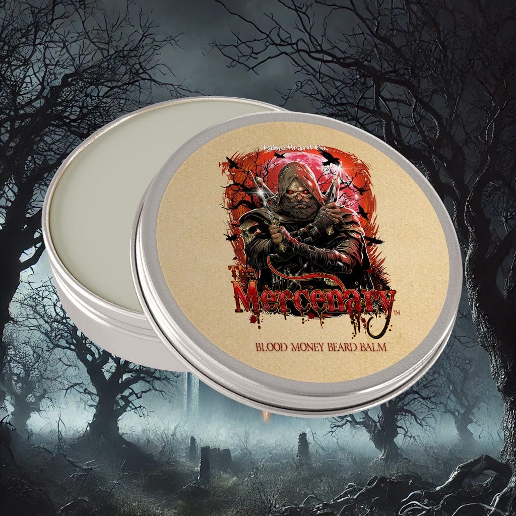 The Mercenary - Beard Balm - Fiery Leather Woods, Blood Money Sage, Seductive Amber, Stealthy Sandalwood