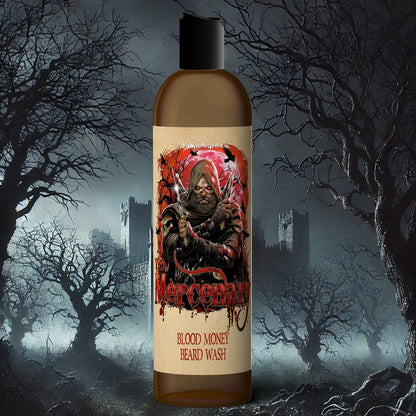 The Mercenary - Beard Wash - Fiery Leather Woods, Blood Money Sage, Seductive Amber, Stealthy Sandalwood