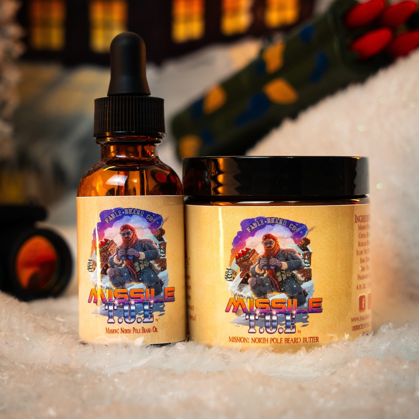 Missile Toe - Beard Oil & Butter Kit - Red Holly Berries, Crisp Pinecones, Blackberry Puree