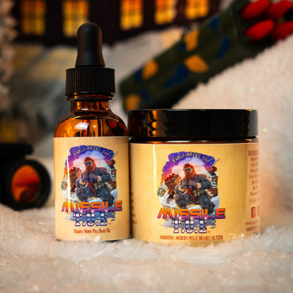 Missile Toe - Beard Oil & Butter Kit - Red Holly Berries, Crisp Pinecones, Blackberry Puree