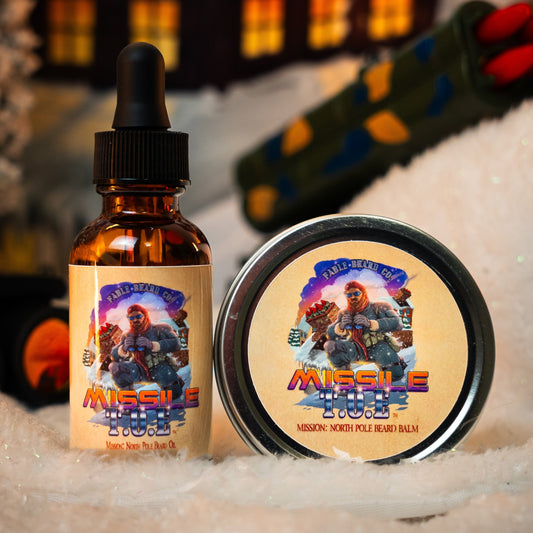 Missile Toe - Beard Oil & Balm Kit - Red Holly Berries, Crisp Pinecones, Blackberry Puree