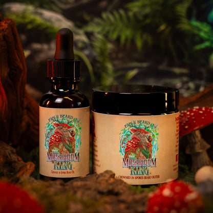 Mushroom King - Beard Oil & Butter Kit - Mystical Clary Sage, Cozy Nutmeg, Wild Red Oak