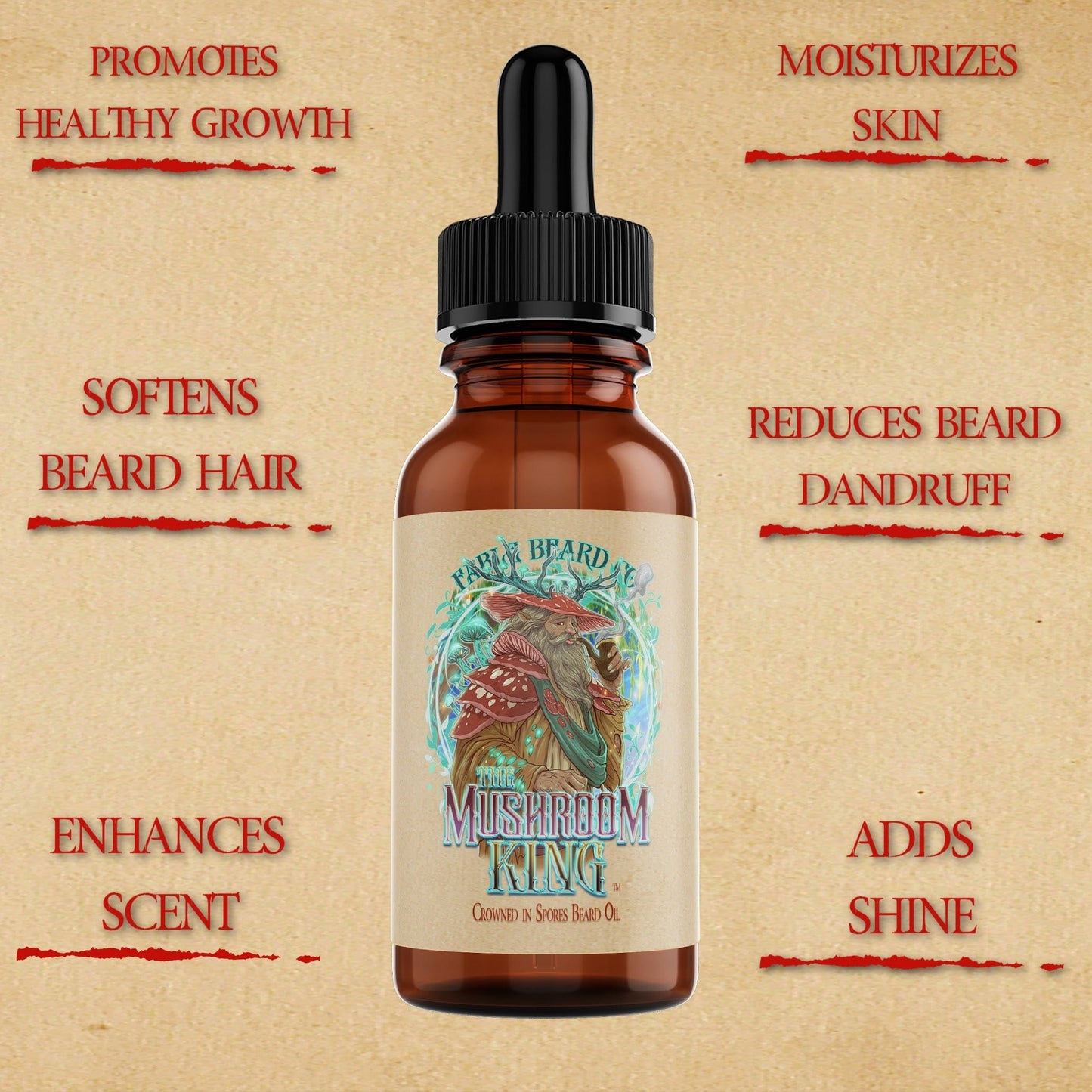 Mushroom King - Beard Oil - Mystical Clary Sage, Cozy Nutmeg, Wild Red Oak