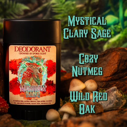 Mushroom King - Deodorant - Mystical Clary Sage, Cozy Nutmeg, Wild Red Oak