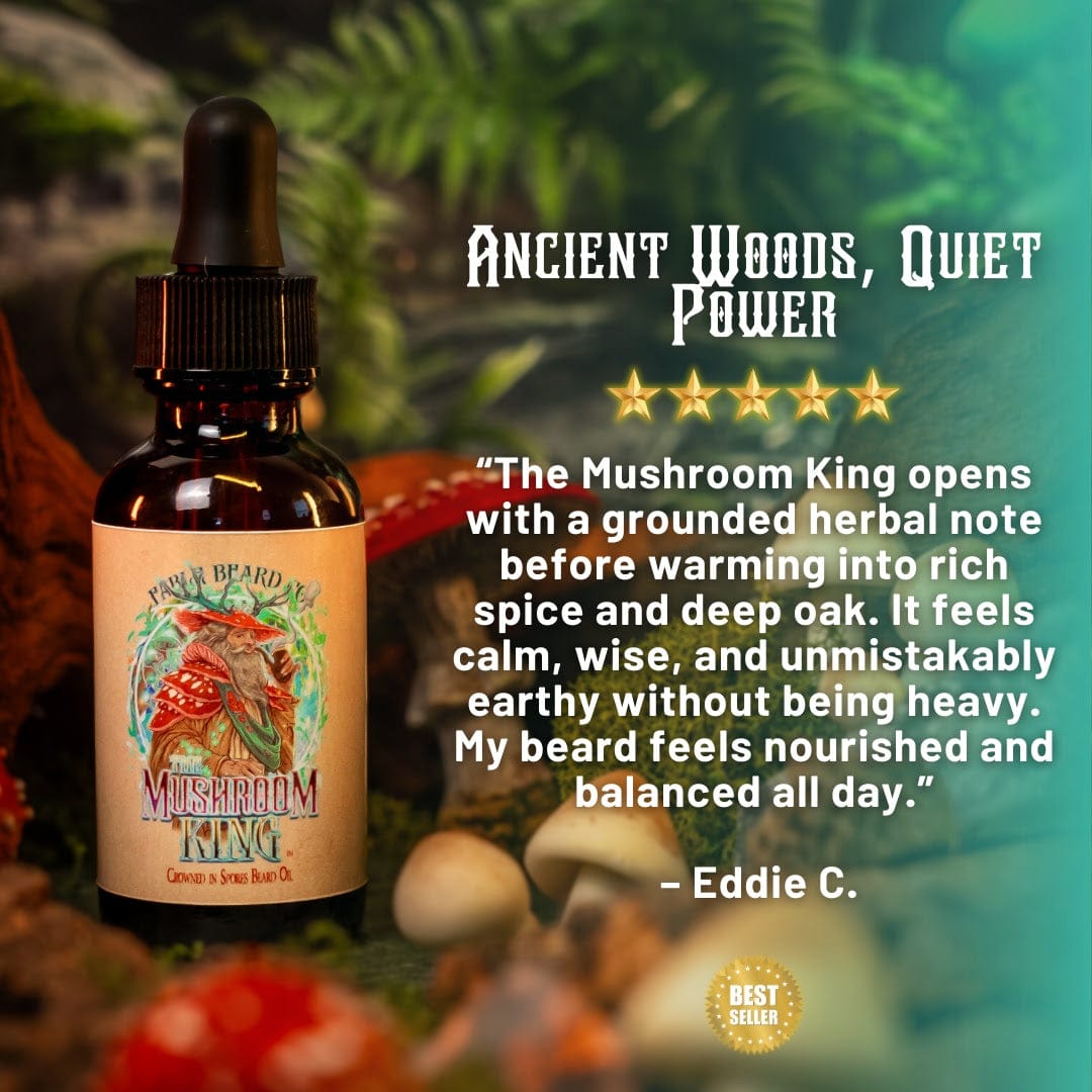 Mushroom King - Beard Oil - Mystical Clary Sage, Cozy Nutmeg, Wild Red Oak