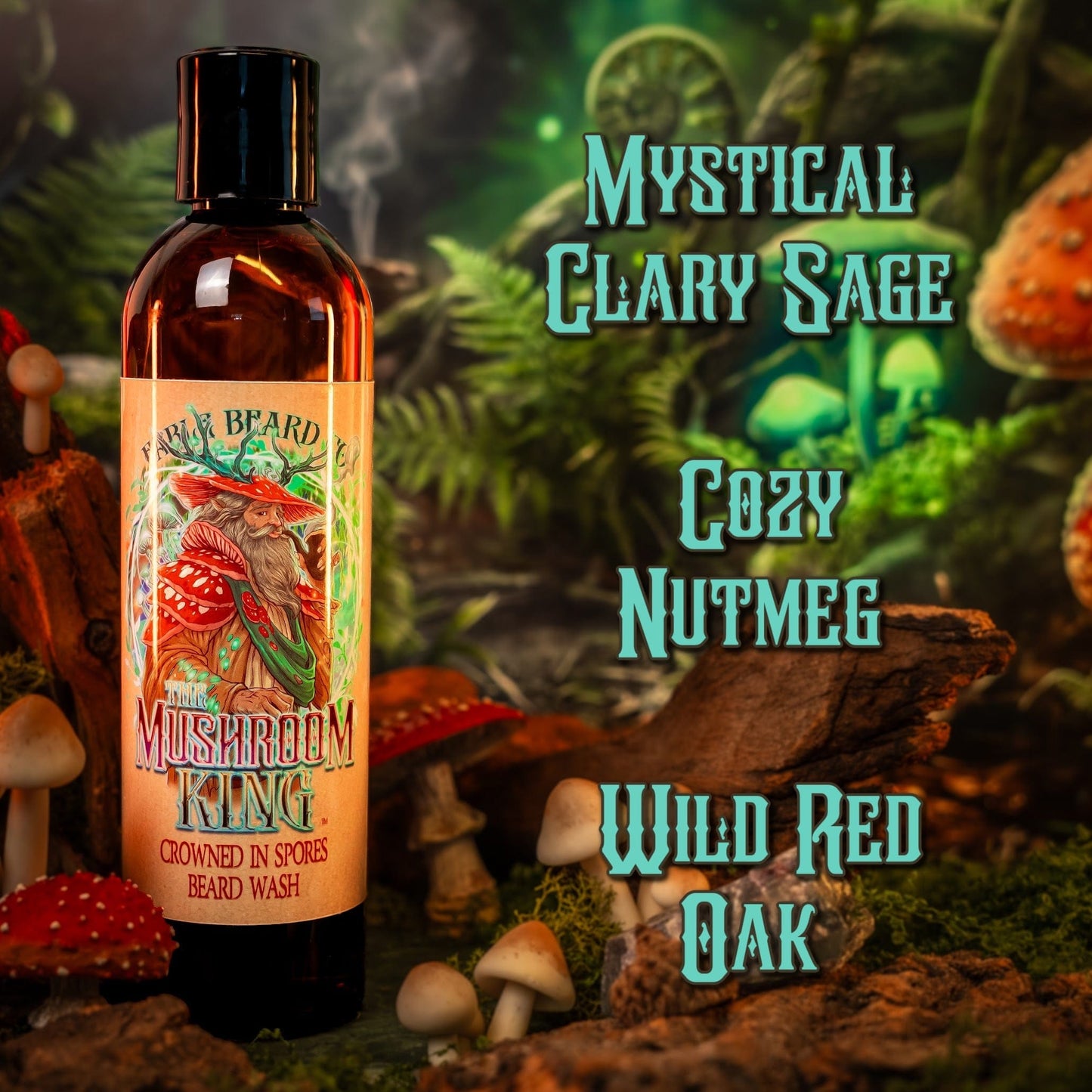 Mushroom King - Beard Wash - Mystical Clary Sage, Cozy Nutmeg, Wild Red Oak