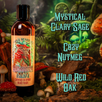 Mushroom King - Beard Wash - Mystical Clary Sage, Cozy Nutmeg, Wild Red Oak