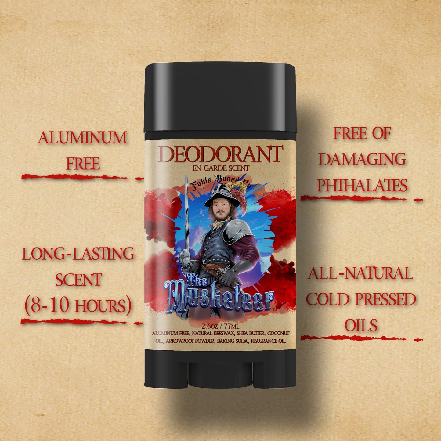 The Musketeer - Deodorant - Valiant Dark Walnut, Roguish Cognac, Smoldering Gunpowder