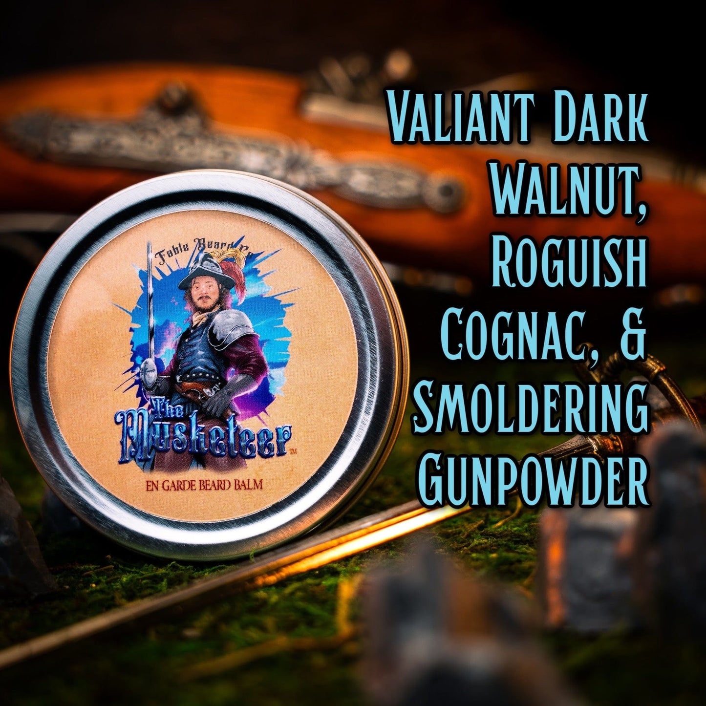 The Musketeer - Beard Balm - Valiant Dark Walnut, Roguish Cognac, Smoldering Gunpowder