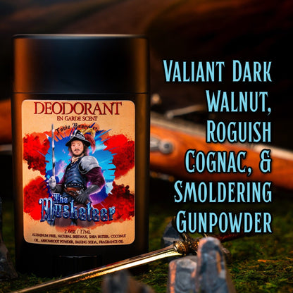 The Musketeer - Deodorant - Valiant Dark Walnut, Roguish Cognac, Smoldering Gunpowder