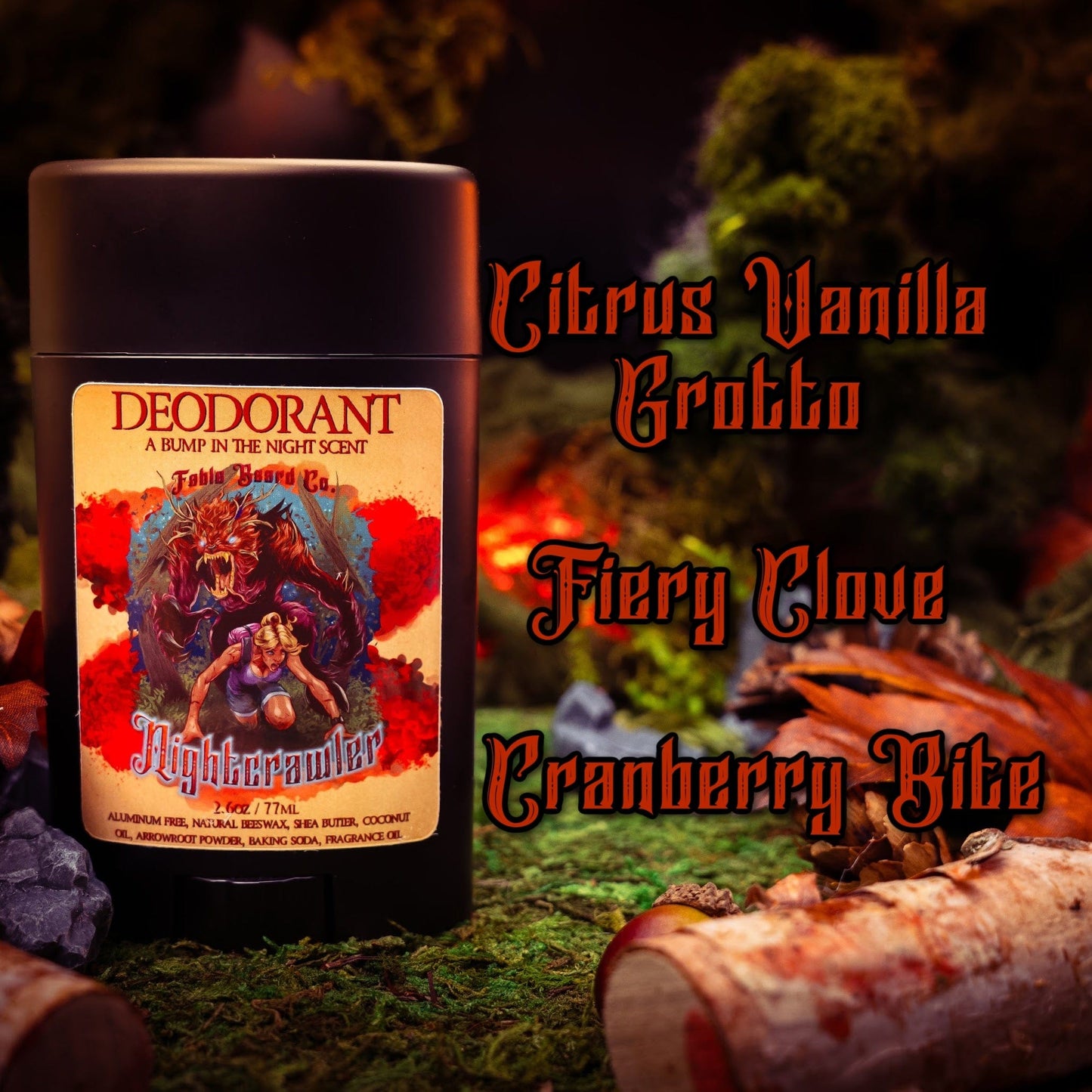 Nightcrawler - Deodorant - Citrus Vanilla Grotto, Fiery Clove, Cranberry Bite