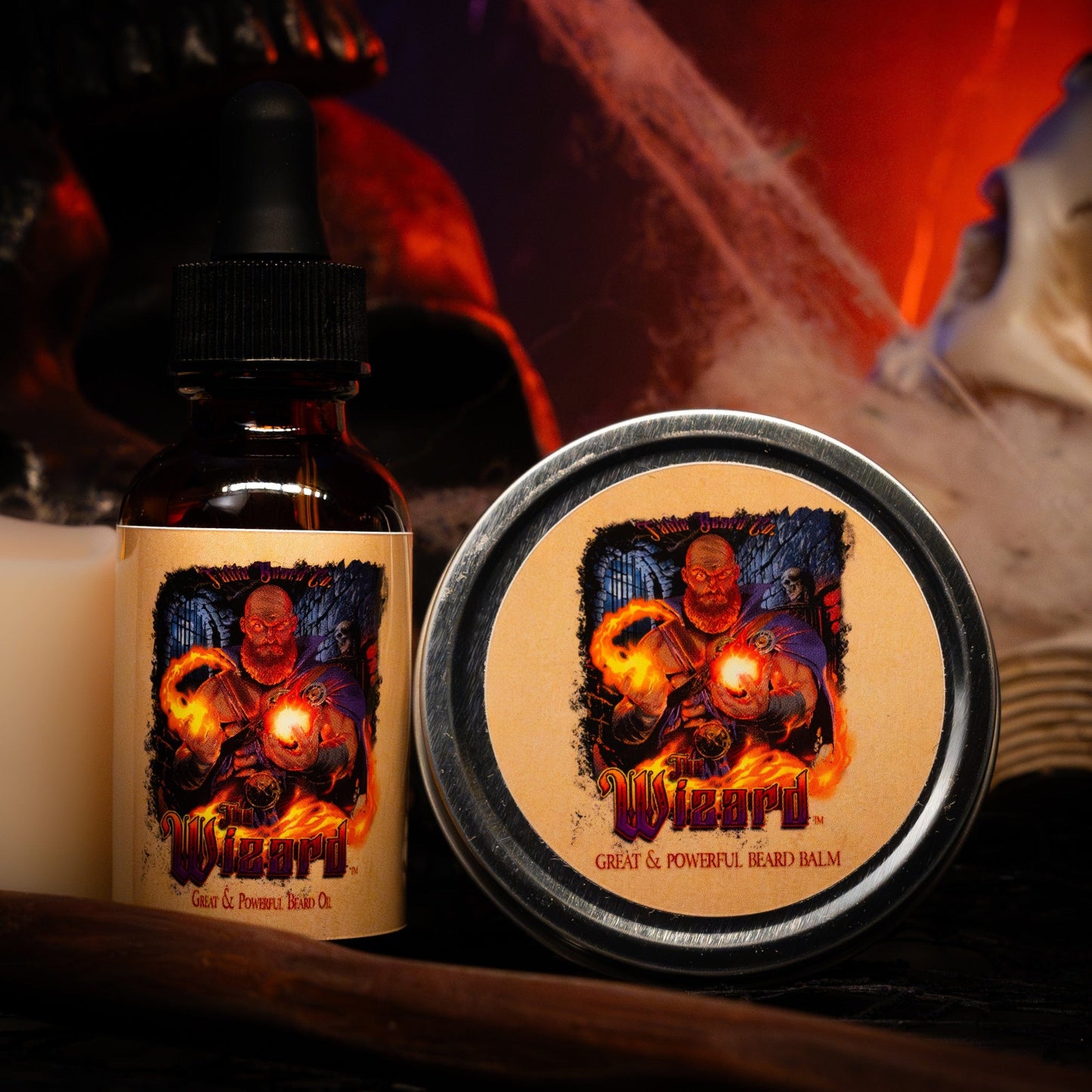 The Wizard - Beard Oil & Balm Kit - Cauldron Brewed Bourbon, Toasted Vanilla Oats, Arcane Buttercream, and Orange Zest Sparks