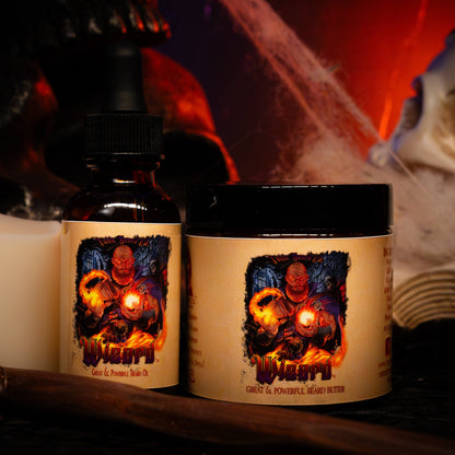 The Wizard - Beard Oil & Butter Kit - Cauldron Brewed Bourbon, Toasted Vanilla Oats, Arcane Buttercream, and Orange Zest Sparks