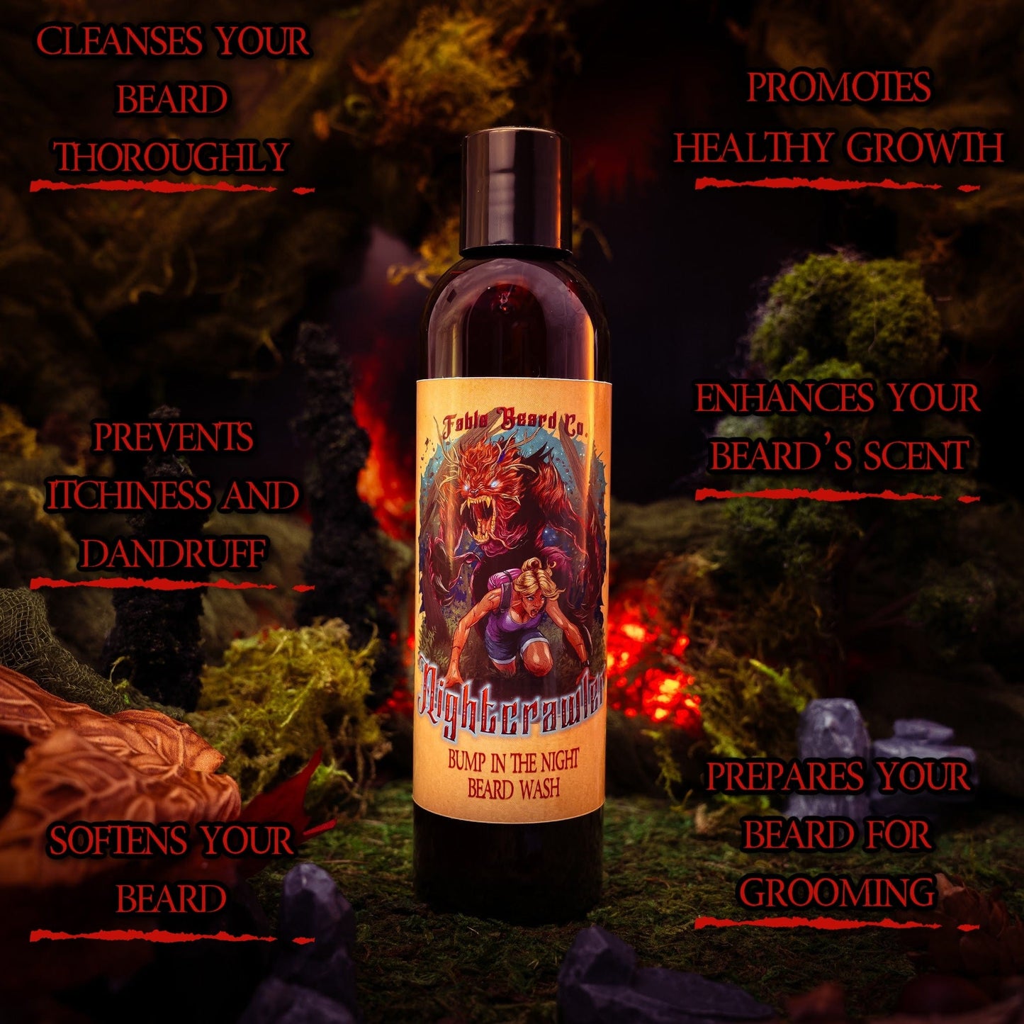 Nightcrawler - Beard Wash - Citrus Vanilla Grotto, Fiery Clove, Cranberry Bite