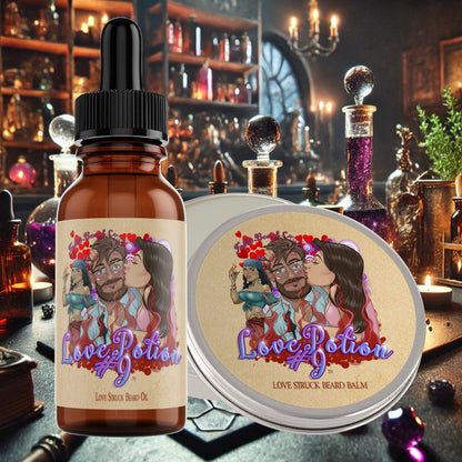 The Love Potion - Beard Oil & Balm Kit - Fierce Citrus, Rugged Musk, Soft Peaches, and Light Berries