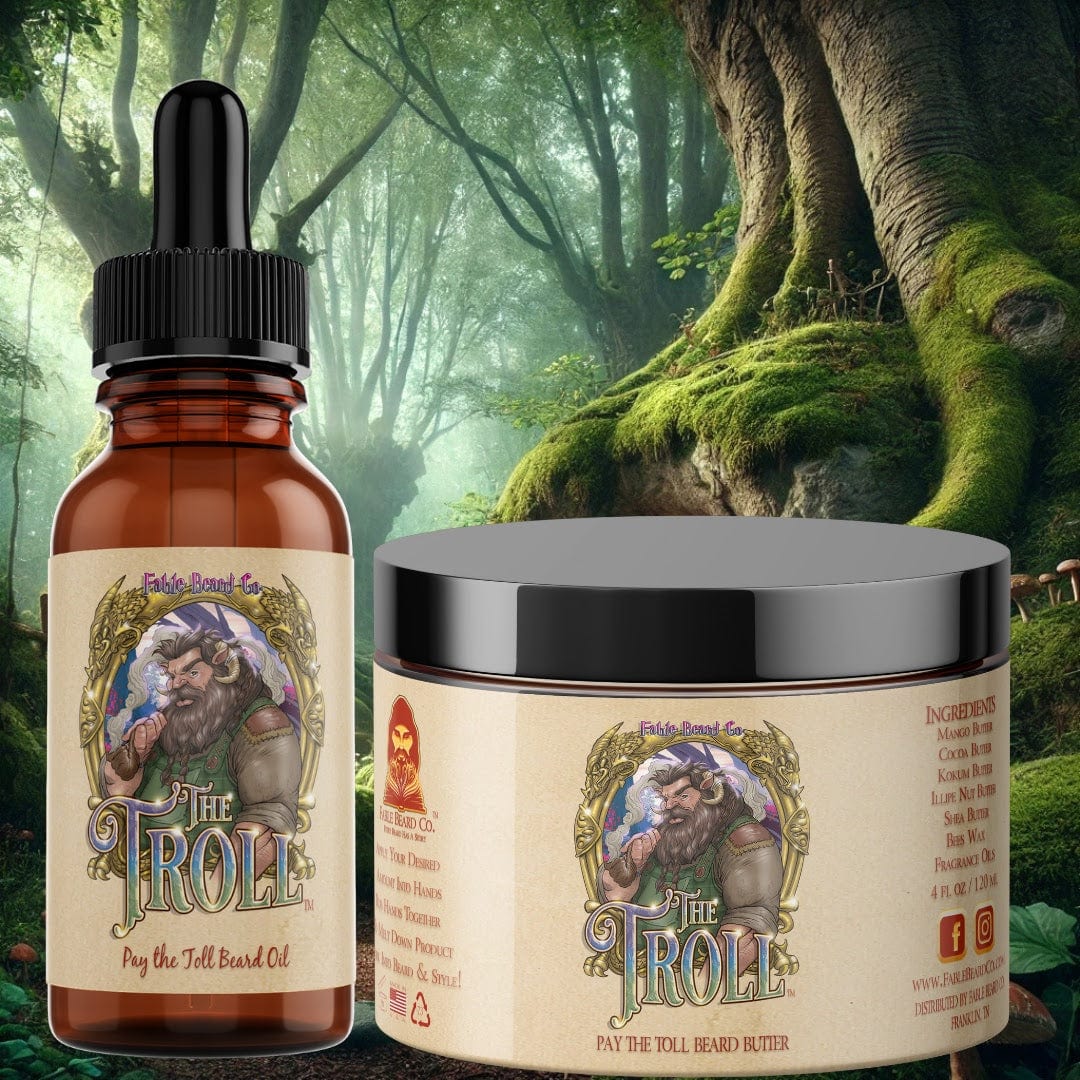 The Troll - Beard Oil & Butter Kit - Sandalwood Pipe, Oak Moss Bridge, Refreshing Stream, and Bright Spring Air