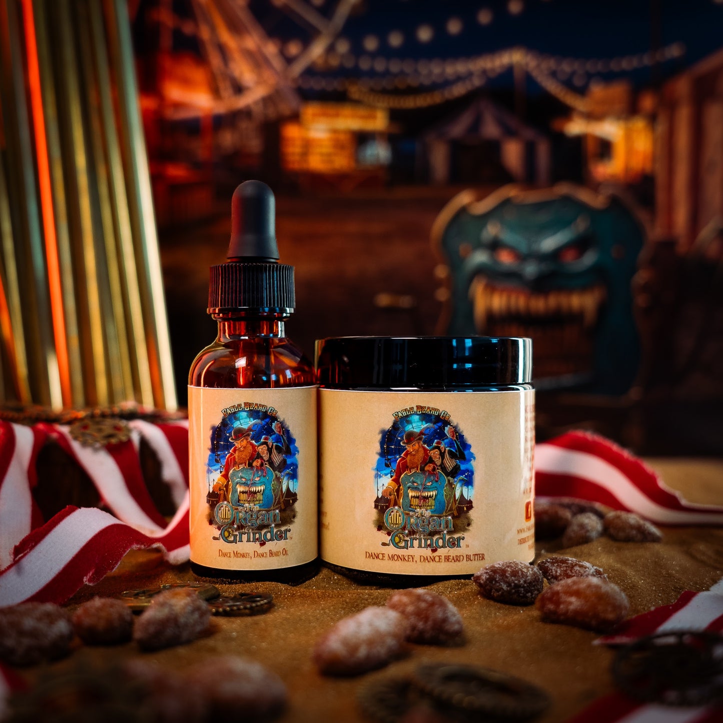 Organ Grinder - Beard Oil & Butter Kit - Moonlit Blueberry Jam, Cheesecake Filling, Roasted Almond Praline