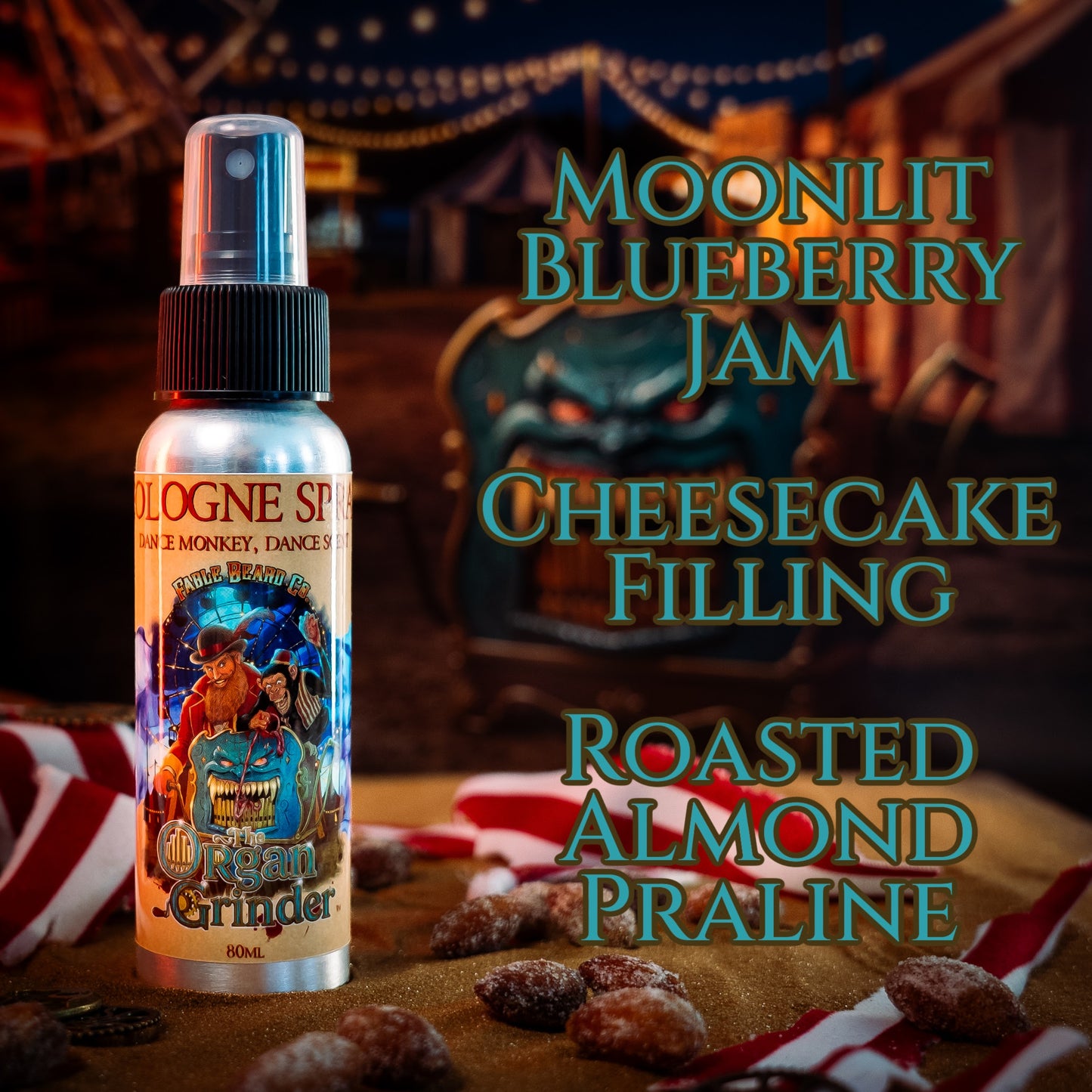 Organ Grinder - Cologne - Moonlit Blueberry Jam, Cheesecake Filling, Roasted Almond Praline