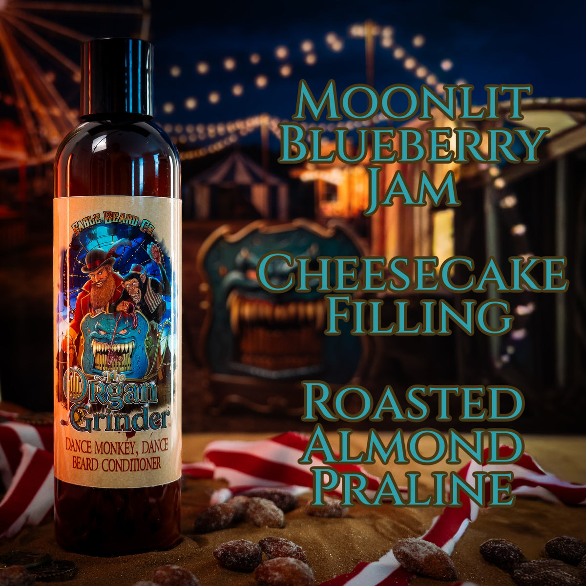 Organ Grinder - Beard Conditioner - Moonlit Blueberry Jam, Cheesecake Filling, Roasted Almond Praline