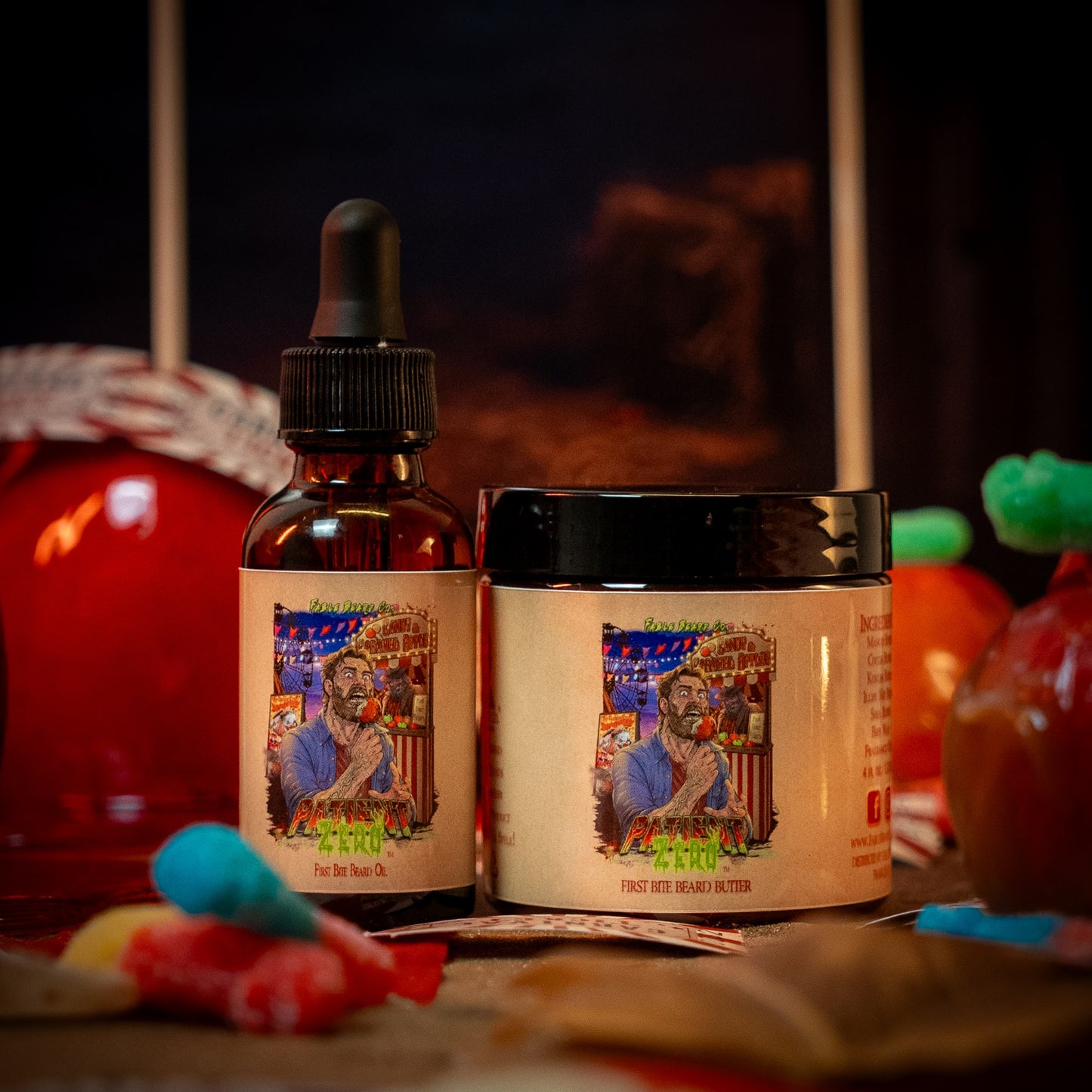 Patient Zero - Beard Oil & Butter Kit - Tart Gummy Candy, Spiced Harvest Musk, Buttery Fried Dough