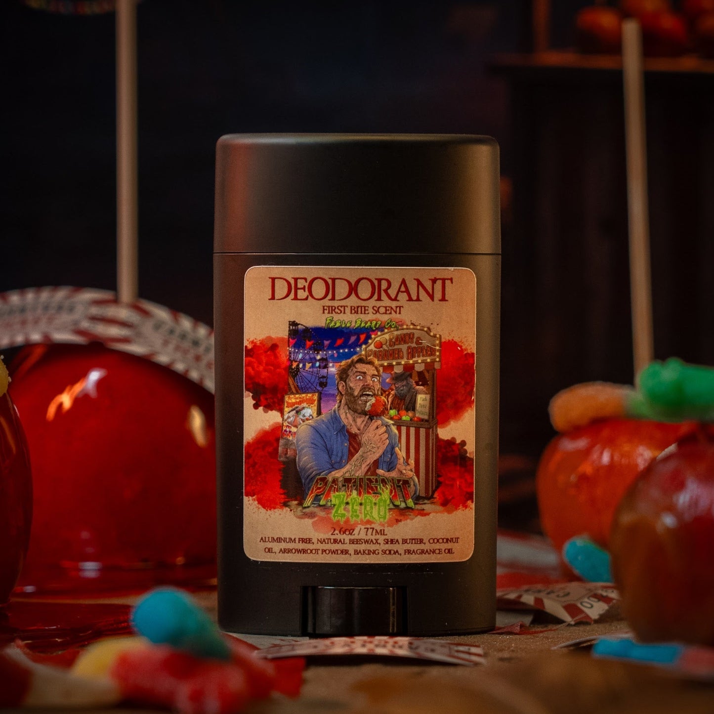 Patient Zero - Deodorant - Tart Gummy Candy, Spiced Harvest Musk, Buttery Fried Dough