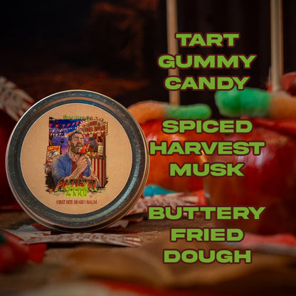 Patient Zero - Beard Balm - Tart Gummy Candy, Spiced Harvest Musk, Buttery Fried Dough